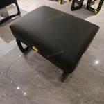 Elegant TV Stand with Upholstered Texture and Gold Metal Base